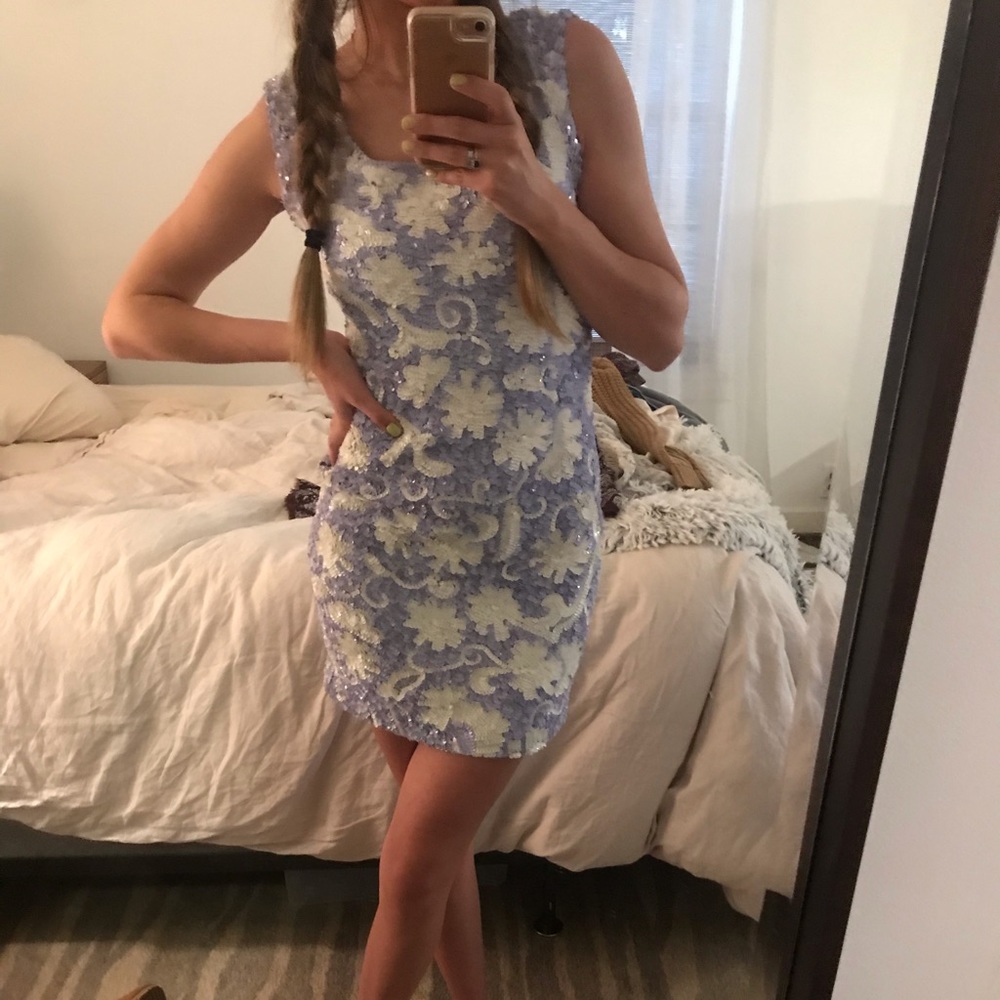 Periwinkle floral sequin dress